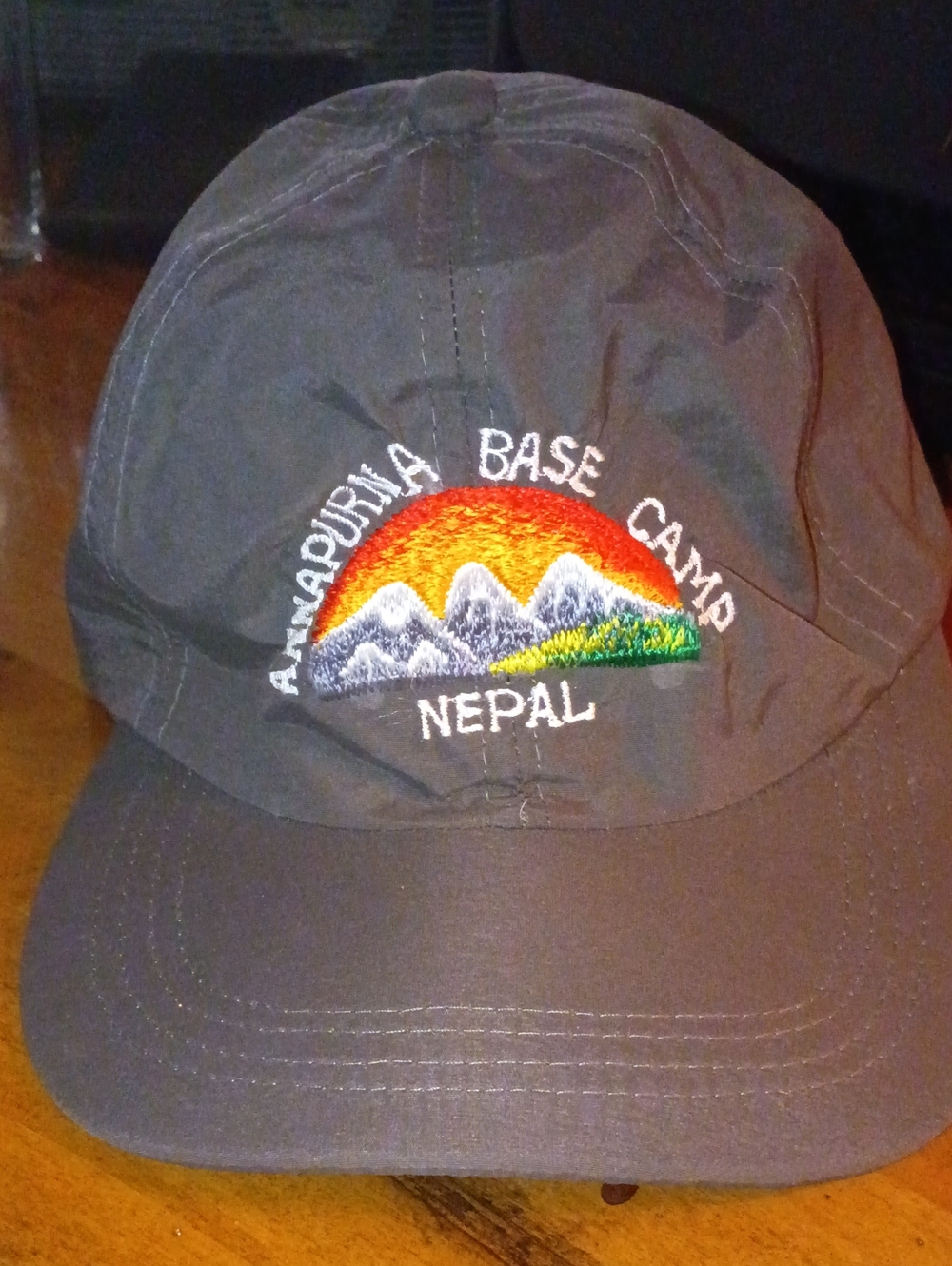 Annapurna Base Camp Nepal Embroidered Cap - Gray with Sunset Patch